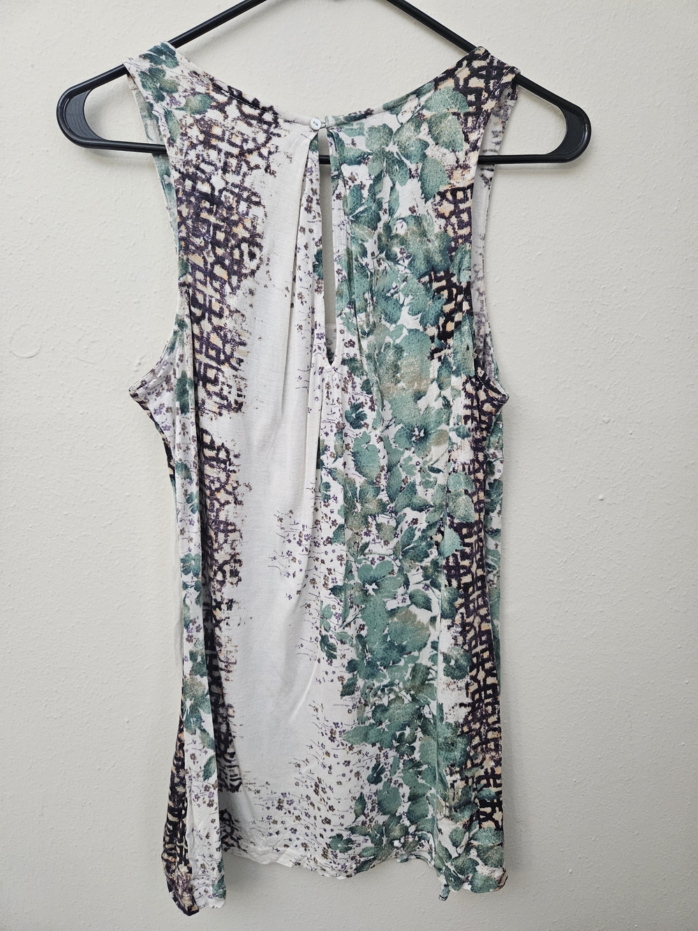 Anthropologie Deletta floral Tulip Hem Tank Sz Medium Keyhole Back - Picture 2 of 9
